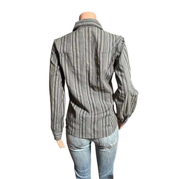 Pulp long sleeve ribbon grey stripe with darts button down Shirt M - Picture 2 of 5